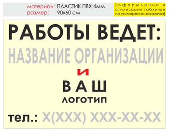 Информационный щит "работы ведет" (пластик, 90х60 см) t04 - Охрана труда на строительных площадках - Информационные щиты - ohrana.inoy.org